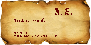 Miskov Regő névjegykártya